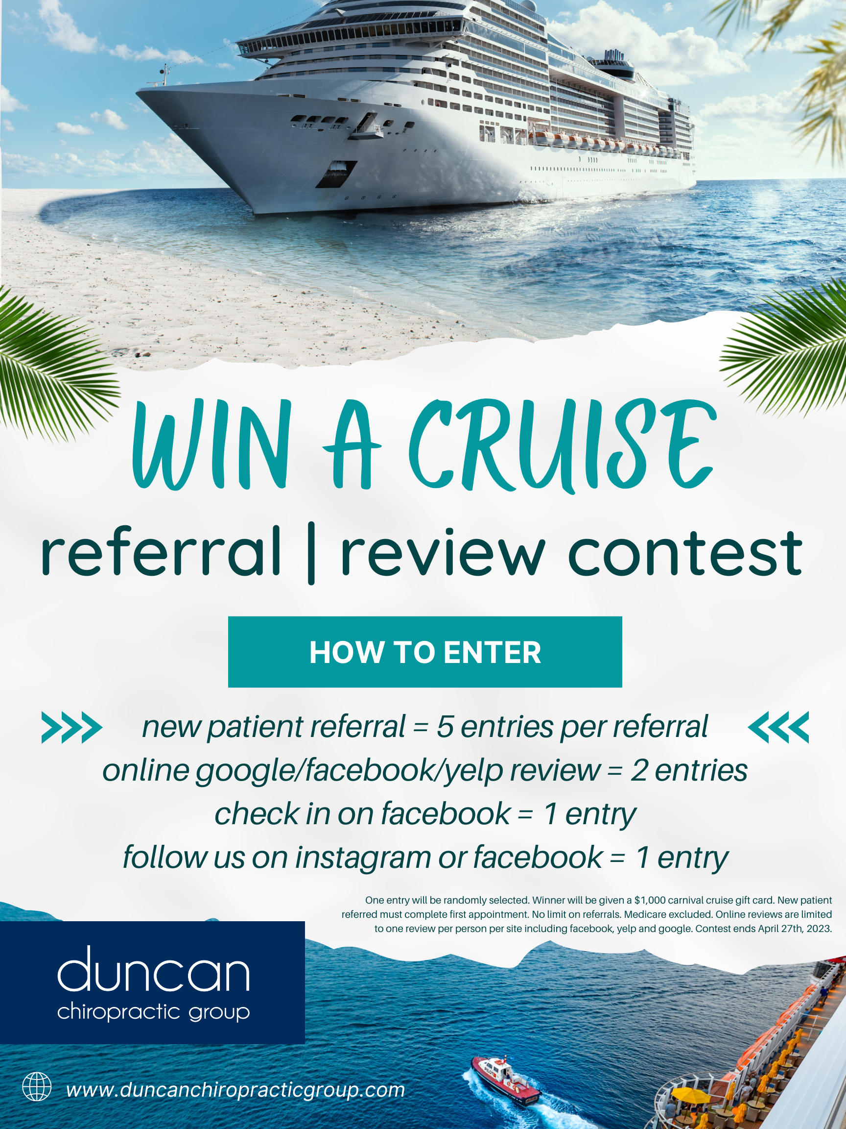 new patient referral cruise giveaway 