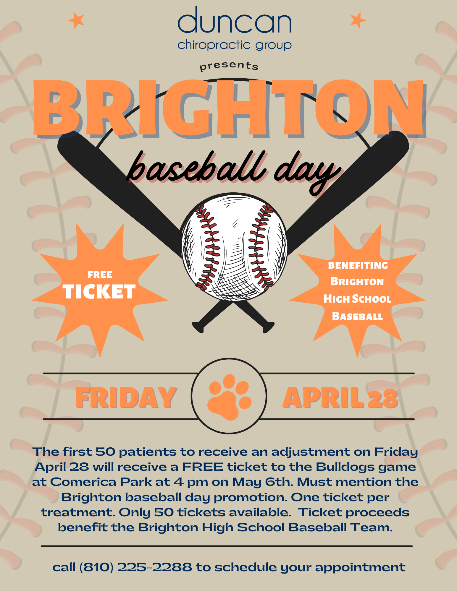 Brighton Baseball Day supporting the Brighton High School Baseball Team